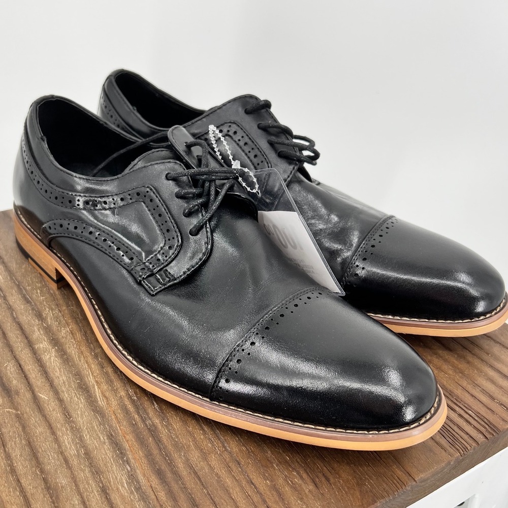 Stacy Adams Dickinson Black Leather Cap Toe Oxford Brogue Dress Shoes Mens 8.5 M